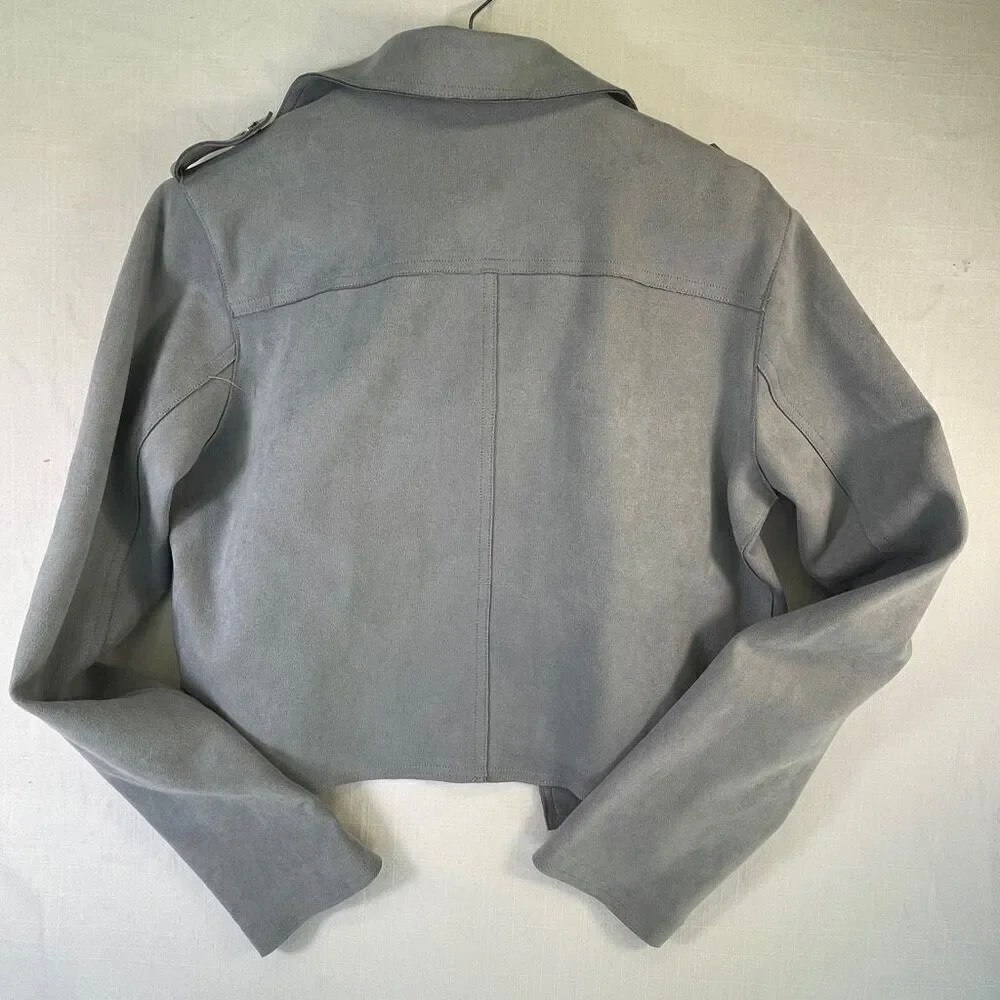 Anthropologie Gray Long Sleeve Open Cropped Stretch Moto Jacket Size Medium
